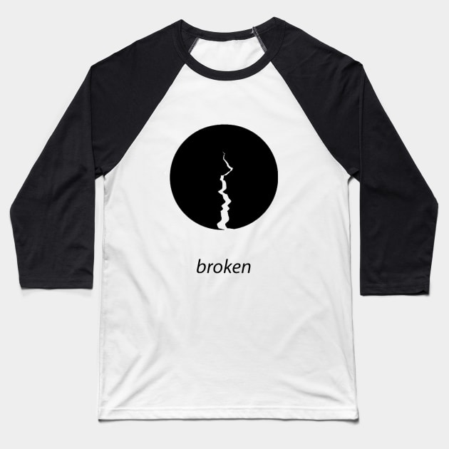 black&white broken design Baseball T-Shirt by MFAorg